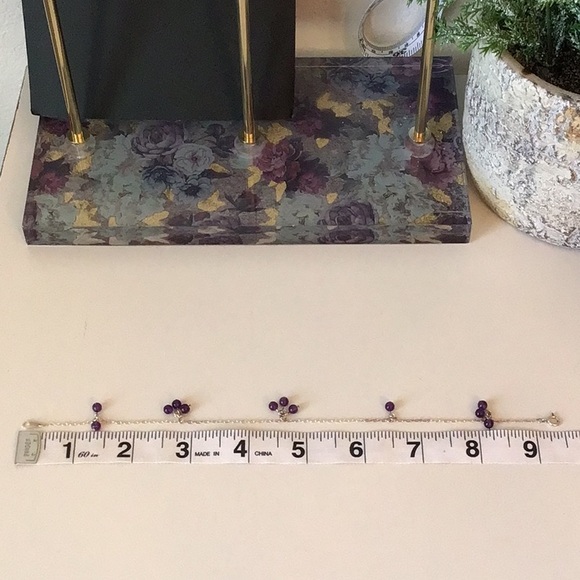 Sterling Silver Amethyst Anklet - Picture 7 of 7